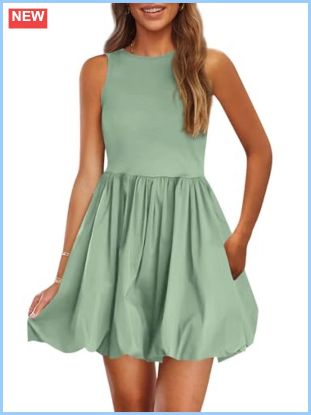 Women's Sleeveless Bubble Mini Dress A-Line Casual Summer Dress
